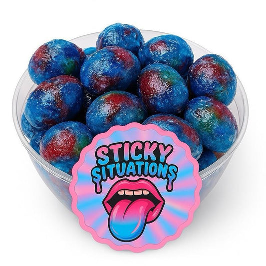Sticky Situations Extreme Sour Gushers Candy Snack Sugar Sweet Bonbon Soft Cherry Fruit Flavor Chewy Corn Natural 4 oz Bowl - Gum