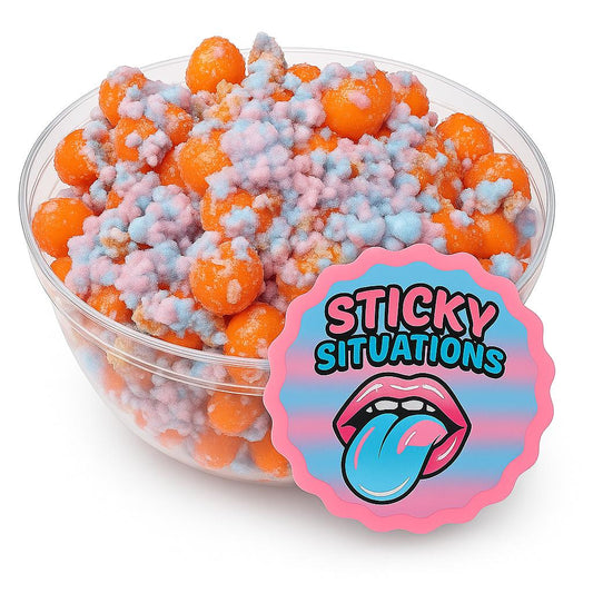 Sticky Situations Orange Dream Candy Sweet Candies - Citrus Heat Meets Sweet Cloud - 4 oz Bowl - Sugar Corn Fruit Flavored Snack Bonbon 5