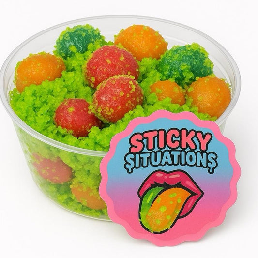 Sticky Situations Extreme Sour Gushers Candy Snack Green Apple Lovers Tart Juicy Sweet-and-Sour Blast 4 oz Bowl Brite