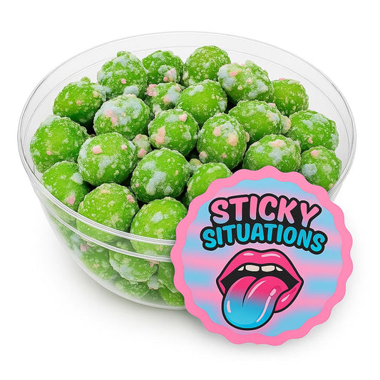 Sticky Situations Cotton Apple Zap Sour Candy Snack Green Apple Bonbon Sugar Fruit Corn Sweet 4 oz Bowl Natural Flavor 5 bag