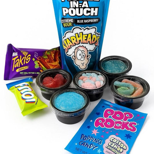 Sticky situations cotton candy blue raspberry pickle kit candy chewy snack bundle Sweet Sugar Salt popping gum